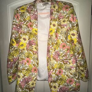 LOFT Floral Blazer with Pink and Yellow Accents